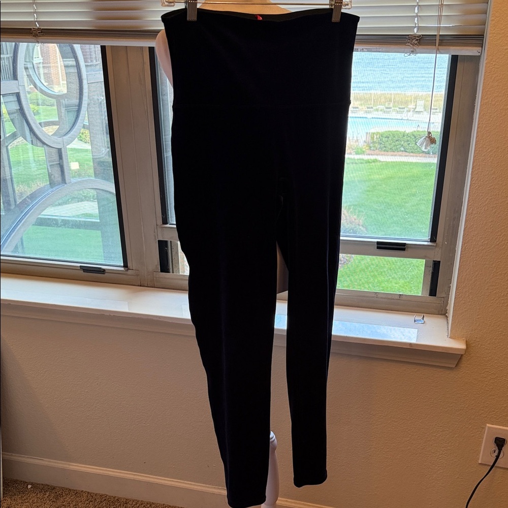 SPANX Dark Navy Blue Velvet Women's Leggings 1X